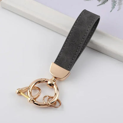 Custom Logo Name Solid Color Keychain Leather Car Business Metal Keyring Head Multi-color Optional Key Buckle Ring Chain Gift