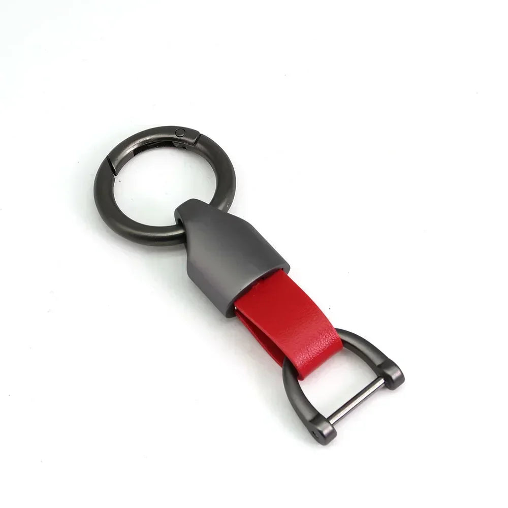New Fashion Personalized Custom Logo Name Metal Waist Hanging KeyChain Leather Keyring Men Women Key Chain Buckle Ring Gift