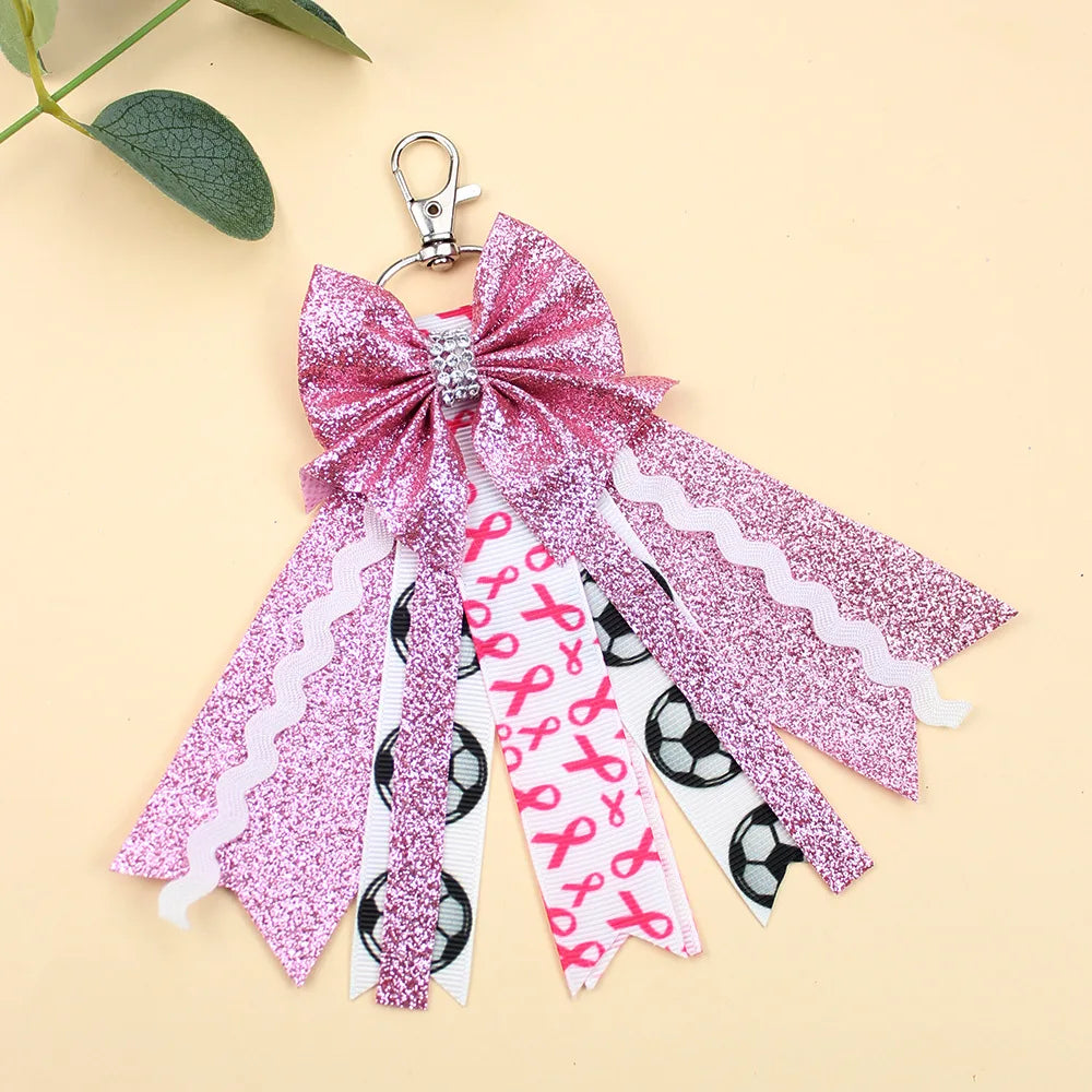 Originality Silk Ribbon Cloth Butterfly Keychain Flower Cheerleaders Keyring for Woman Pendant Backpack Key Ring Chain Gift