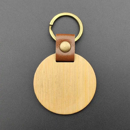 Custom Logo Name Wood Leather Keychain Shield House Circle Rectangle Keyring Key Chain Ring Individualization Originality Gift
