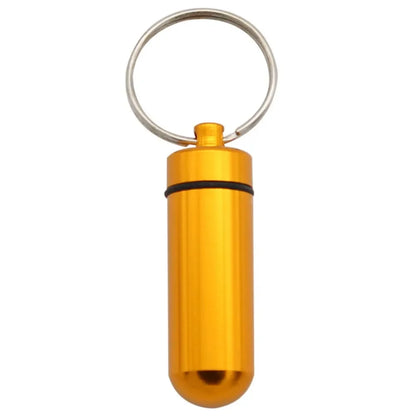 Custom Logo Name Portable Medicine Bottle Metal Mini Pendant Keychain Hanging Bottle Seal Up Waterproof Container Keyring Gift