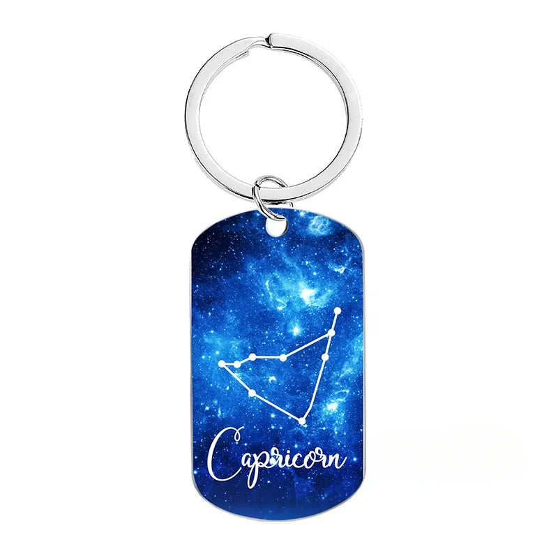 New Custom Text Name Metal Stainless Steel Keychain Car Moto Constellation Keyring Motorcycle Pendant Key Chain Ring Gift