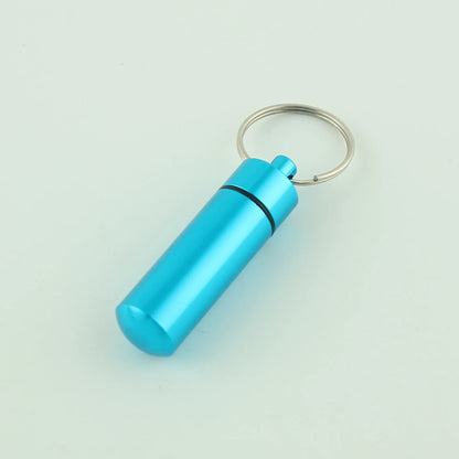 Custom Logo Name Portable Medicine Bottle Metal Mini Pendant Keychain Hanging Bottle Seal Up Waterproof Container Keyring Gift