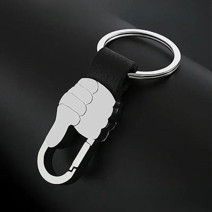 Commercial Affairs Custom Logo Name Keychain Buckle Men Car Moto Genuine Leather Key Ring Chains Men Waist Personalized Gift