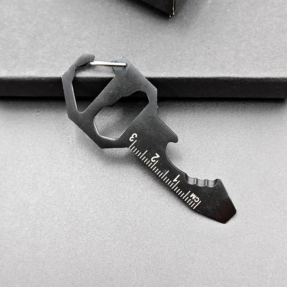 Multi-use Stainless Keychain 6 in 1 Tool Keyring Bottle Opener Wrench Screwdriver Measuring Ruler Key Chain Ring Multitool Gift