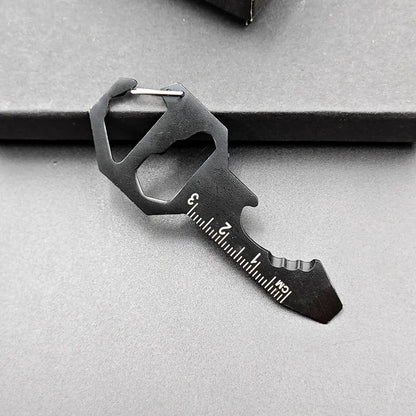 Multi-use Stainless Keychain 6 in 1 Tool Keyring Bottle Opener Wrench Screwdriver Measuring Ruler Key Chain Ring Multitool Gift