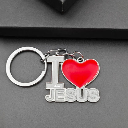 Personalized Jesus Heart Keychain Metal Car Charms Keyring Bag Sign Charm Letter Key Chain Ring Pendant Christian Belief Gift