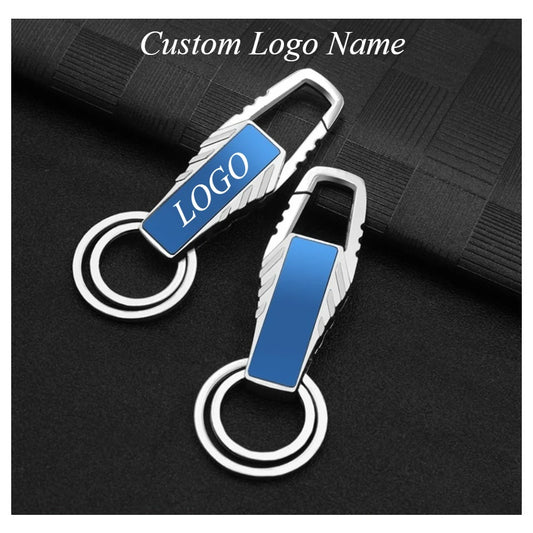 Creative Personalized Keychain Custom Logo Name Metal Waist Hanging Keyring Laser Inscription Men Women Key Chain Ring Gift