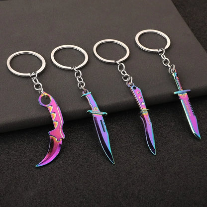 Ornaments Metal Keychain Military Enthusiasts Claw Knife Tactical Dagger Keyring Game Peripheral Pendant Key Chain Ring Gift