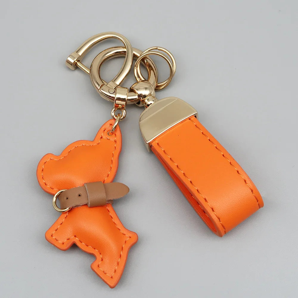Custom Name Metal Leather Dog Keychain Pendant Moto Car Keyring Laser Engrave Text Cartoon Key Ring Chain Gift