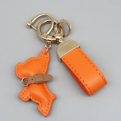 Custom Name Metal Leather Dog Keychain Pendant Moto Car Keyring Laser Engrave Text Cartoon Key Ring Chain Gift