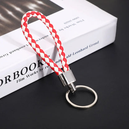 Originality PU Leather Metal Organization Rope Keychain Personality Custom Name Text Keyring Car Moto Key Ring Chain Gift