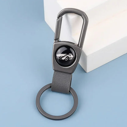 Custom Logo Name Leather Wear Keychain for Men Woman Prevent Simplicity Keyring Loss Creative Metal Car Moto Key Chain Ring Gift