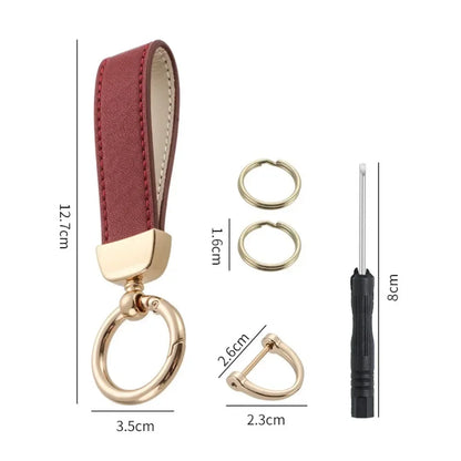 Customized Logo Name PU Leather Keychain Business Leather Key Chain for Men Women Car Keyring O-ring Engraved Engraving Gift