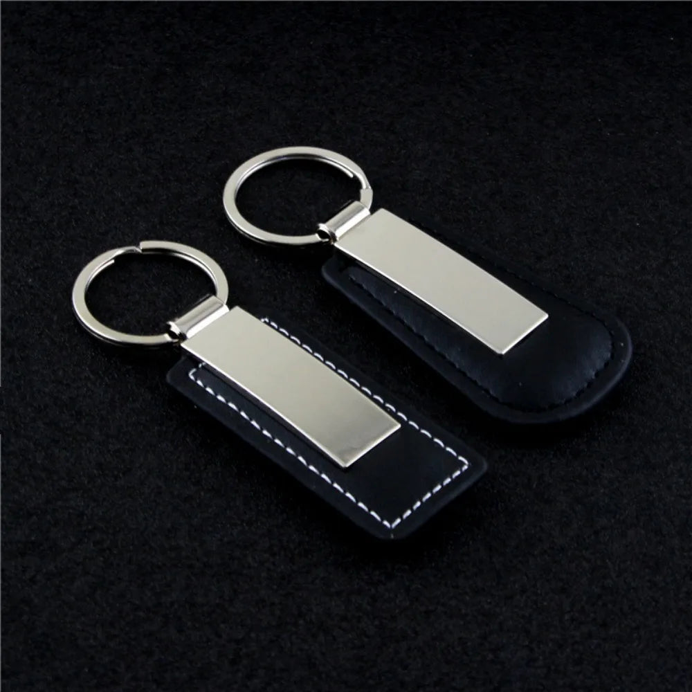 Custom LOGO Name Metal Leather Keychain Car Moto Keyring Motorcycle Pendant Key Chain Ring Gift