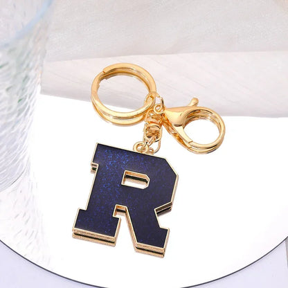 Fashion Bag Pendant Keychain A-Z Initials Keyring for Couples Metal Pendant DIY Gift for Men Women 26 Alphabet Accessories Gift