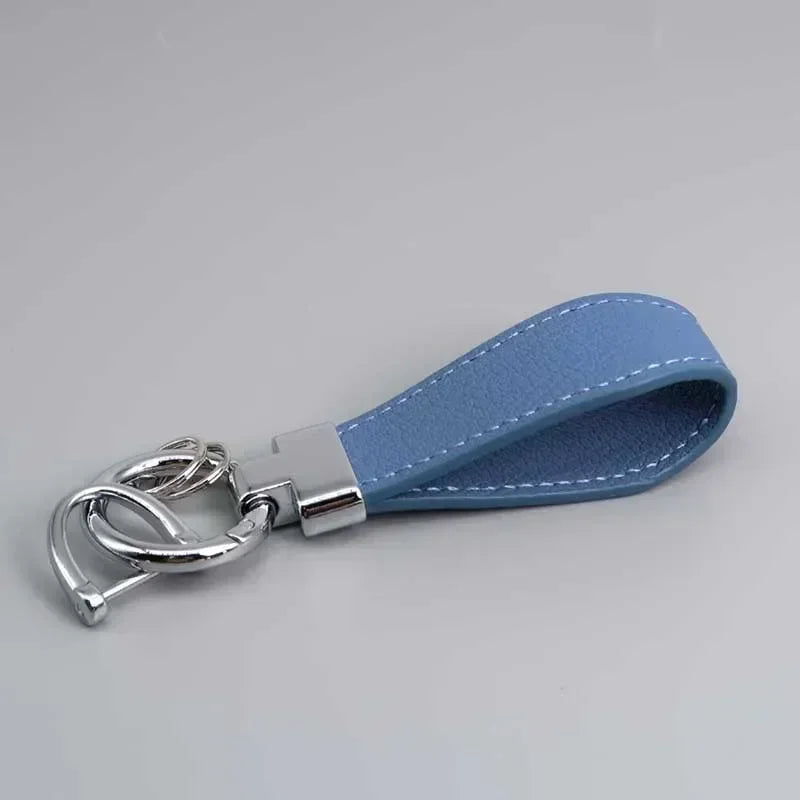 Custom Logo Name Luxury Genuine Leather Keychain Plaid  Colors Women Men Keyring Black Buckle Car Moto Key Ring Chain Gift