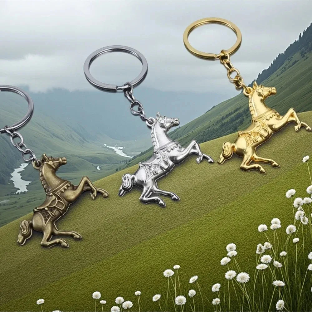 Personalization Originality Keychain 3D Three-dimensional War-horse Pendant Keyring Backpack Metal Badge Key Chain Ring Gift