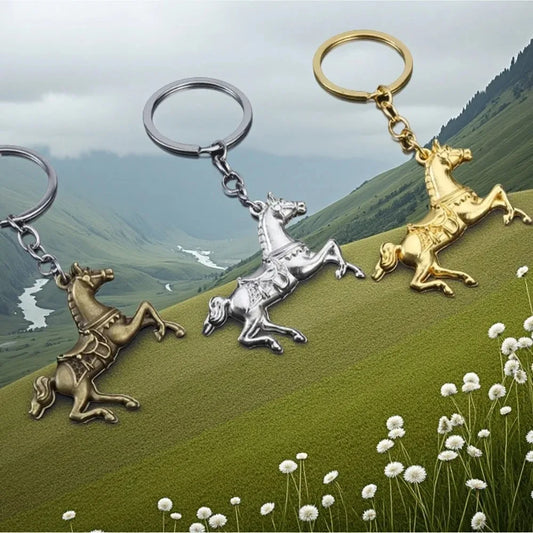 Personalization Originality Keychain 3D Three-dimensional War-horse Pendant Keyring Backpack Metal Badge Key Chain Ring Gift