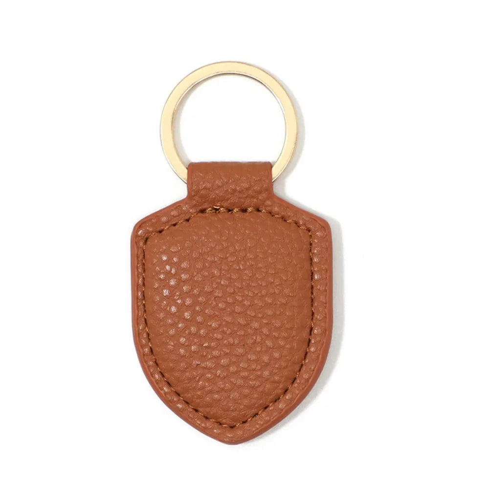 Personalized Shield Leather Keychain Custom Logo Name Commercial Creative Pendant Keyring Car Motorcycle  Key Chain Ring Gift