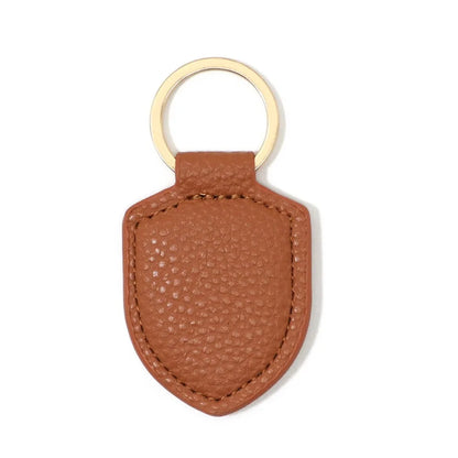 Personalized Shield Leather Keychain Custom Logo Name Commercial Creative Pendant Keyring Car Motorcycle  Key Chain Ring Gift