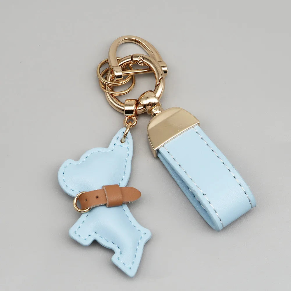 Custom Name Metal Leather Dog Keychain Pendant Moto Car Keyring Laser Engrave Text Cartoon Key Ring Chain Gift