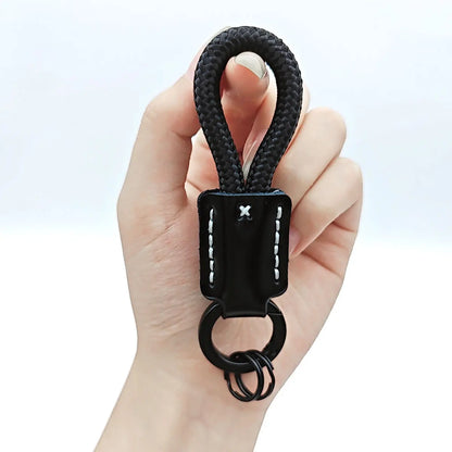 New Leather Braid Rope Keychain Personalized Custom Name Engrave Keyring Anti-lost with Handmade Car Pendant Key Chain Ring Gift