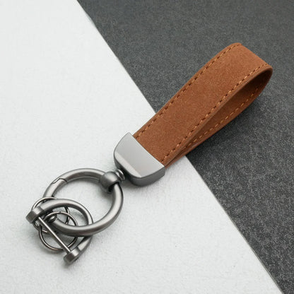 Personality Luxury Fur Leather Keychain Pendant Custom Laser Carving Logo Name Keyring Car Moto Metal Key Ring Chain Gift