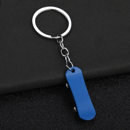 Creative Skateboard Mini Metal Cute Keychain Enthusiast Skate Pendant Key Ring Accessories Personalized Keyring Lover Small Gift