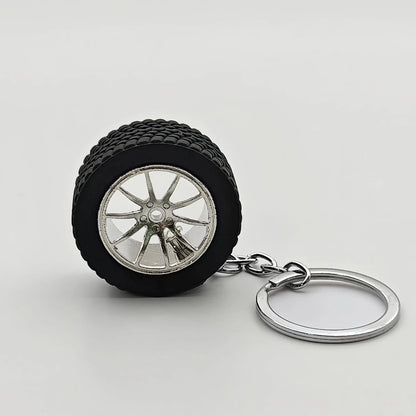 Auto Parts Mini Rims Keychain Creative Turbo Hub Keyring Pendant Car Model Fans Key Chain Ring Tire Wheels for Men Women Gift