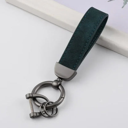 Custom Logo Name Solid Color Keychain Leather Car Business Metal Keyring Head Multi-color Optional Key Buckle Ring Chain Gift