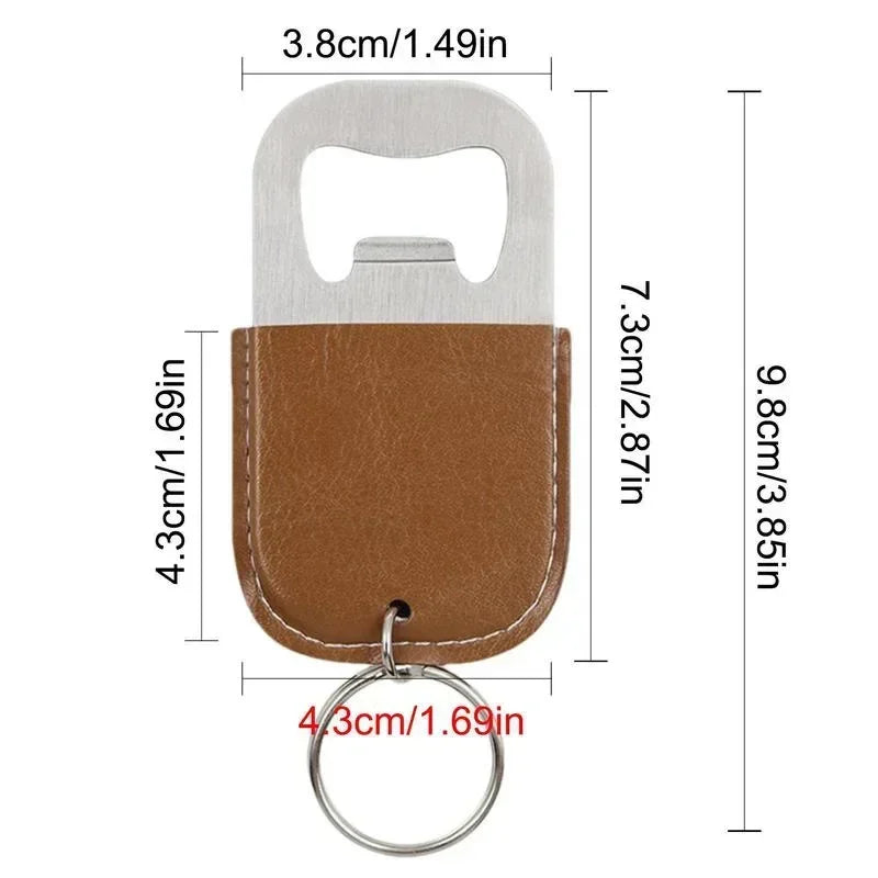Individualization Metal Custom Logo Name Keychain Bottle Opener Leather Originality Keyring Car Key Chain Ring Laser Gift