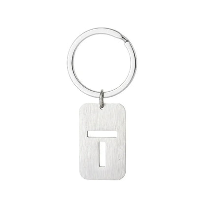 New Creative Hollowed Out 26 Letter Keychain Brushed Military Brand Pendants  Key Ring Buckle Chains Car Motorcyler Keyring Gift