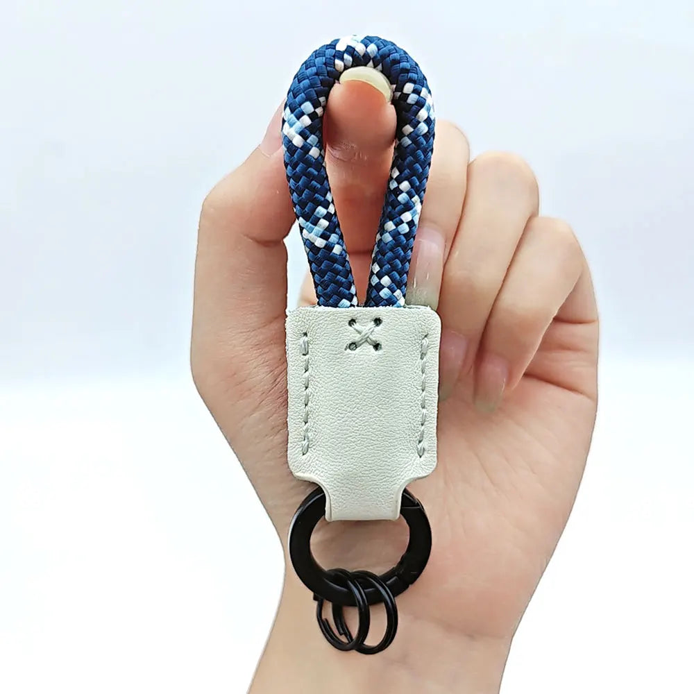 New Leather Braid Rope Keychain Personalized Custom Name Engrave Keyring Anti-lost with Handmade Car Pendant Key Chain Ring Gift
