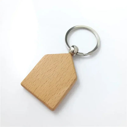 Custom Logo Name Laser Engraved Wooden Car Moto Keychain Personalized Keyring Retro Round Rectangular Pendant Cute Gift