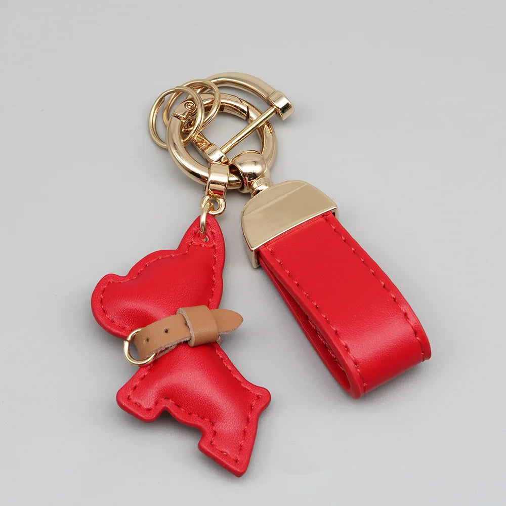 Custom Name Metal Leather Dog Keychain Pendant Moto Car Keyring Laser Engrave Text Cartoon Key Ring Chain Gift