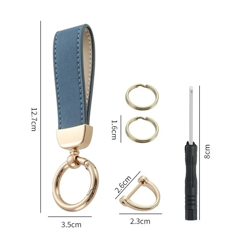 Customized Logo Name PU Leather Keychain Business Leather Key Chain for Men Women Car Keyring O-ring Engraved Engraving Gift