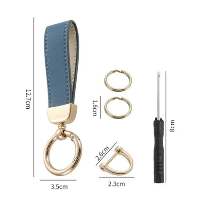Customized Logo Name PU Leather Keychain Business Leather Key Chain for Men Women Car Keyring O-ring Engraved Engraving Gift