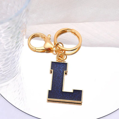 Fashion Bag Pendant Keychain A-Z Initials Keyring for Couples Metal Pendant DIY Gift for Men Women 26 Alphabet Accessories Gift