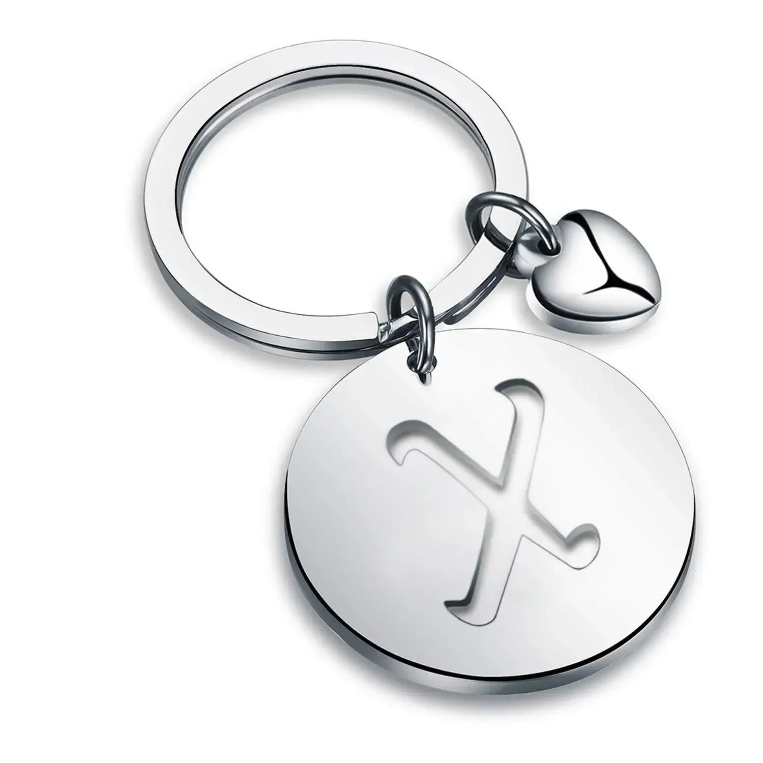 1PCS/2PCS Popular A-Z  Round Brand Stainless Steel Keychain 26 Letter Keyring  Pendant Key Ring Buckle Chains for Car Moto Gift