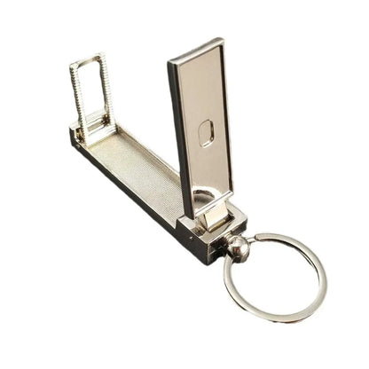 New Custom Logo Name Stainless Steel Keychain Metal Style Rectangular Key Ring Hang Tag Mobile Phone Holder Engraved Laser Gift