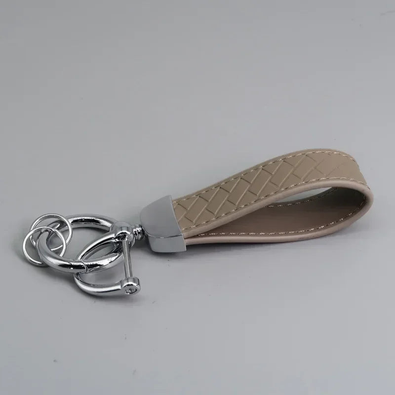 Creative Trendy Pendant Leather Keychain Accessories Net-like Metal Keyring Custom Name Text Logo Car Moto Key Chain Ring Gift