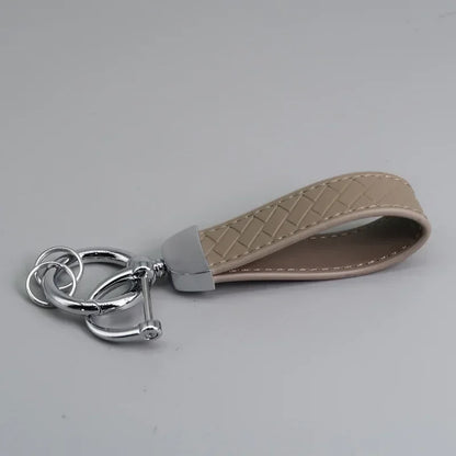 Creative Trendy Pendant Leather Keychain Accessories Net-like Metal Keyring Custom Name Text Logo Car Moto Key Chain Ring Gift
