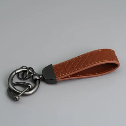 Creative Trendy Pendant Leather Keychain Accessories Net-like Metal Keyring Custom Name Text Logo Car Moto Key Chain Ring Gift