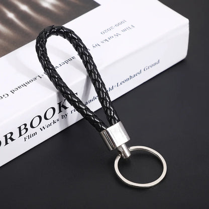 Originality PU Leather Metal Organization Rope Keychain Personality Custom Name Text Keyring Car Moto Key Ring Chain Gift