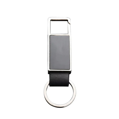 Custom Laser Logo Name Keychain Men Business Metal Genuine Leather Keyring luxury Creative Car Moto Key Chain Ring Gift