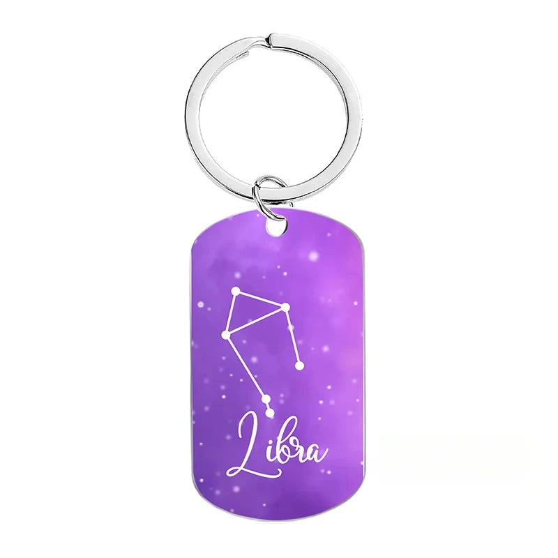 New Custom Text Name Metal Stainless Steel Keychain Car Moto Constellation Keyring Motorcycle Pendant Key Chain Ring Gift