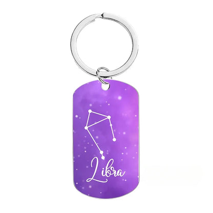 New Custom Text Name Metal Stainless Steel Keychain Car Moto Constellation Keyring Motorcycle Pendant Key Chain Ring Gift