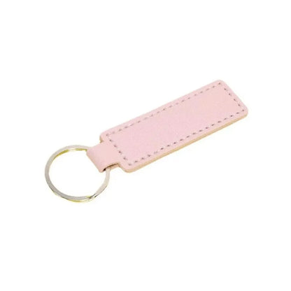 Custom Logo Name PU Leather Keychain Double-sided Wire Bag Car Moto Metal Keyring Pendant Simple Pendant for Men and Women Gift