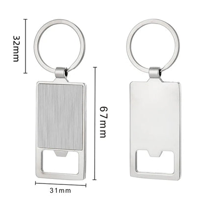 Creative Custom Laser Logo Name Keyring Metal Beer Bottle Opener Keychain Practical Printing Activity Bar Ad Key Ring Chain Gift